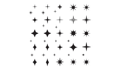 Retro Starburst and Sparkle Vector Icons – Vintage Pop Art Star, Lightning, and Pattern Clipart
