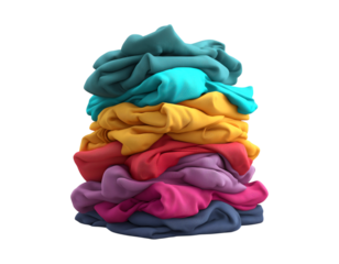 colorful clothes piled up isolated on a transparent background