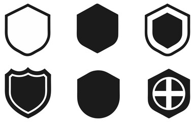 Modern Shield Vector: Security & Protection Symbols. Set of stylish shield icons perfect for security, safety, and app design. Various shapes and styles included.