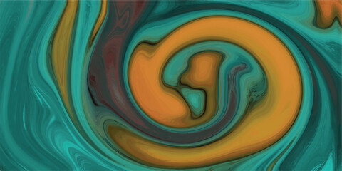 Abstract swirl with teal and orange hues creating a dynamic and colorful artistic composition with fluid movement and grungy texture suitable for modern designs