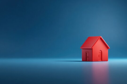A red house icon on a simple backdrop.