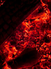 red hot coals in a firepit
