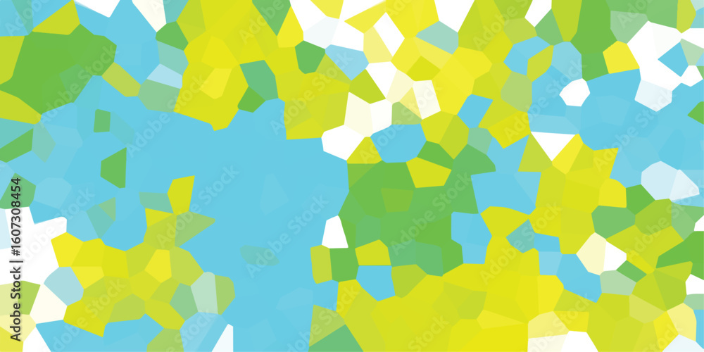 Poster abstract mosaic design featuring vibrant green blue and yellow color scheme suitable for background 