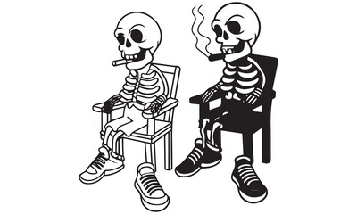 Skeleton Clipart Bundle – Human Anatomy, Smoking Skulls & Artistic Bone Illustrations