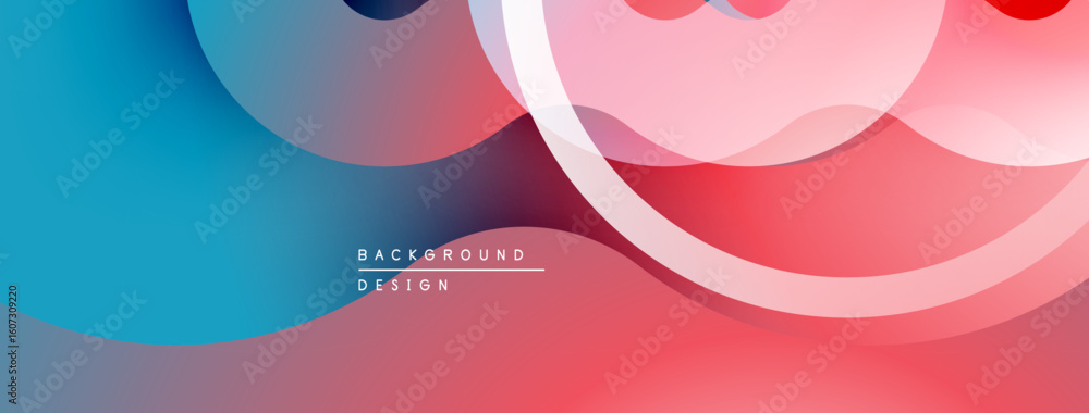 Poster abstract background features overlapping circles, gradients. blue, pink hues create dynamic visual e