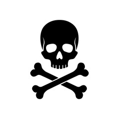 A skull and crossbones symbol is isolated on white background