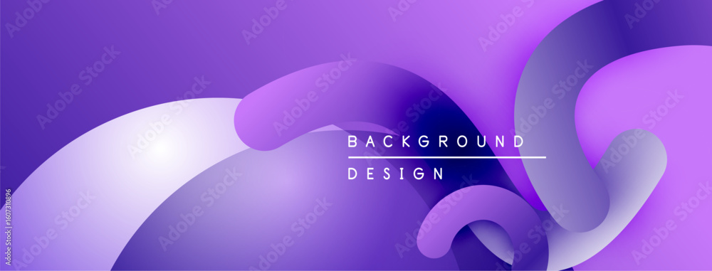 Poster abstract purple background. fluid shapes overlap, creating dynamic visual effect. modern design elem