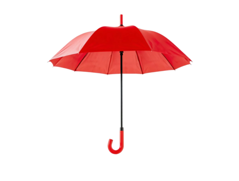 Open a red umbrella isolated on transparent background