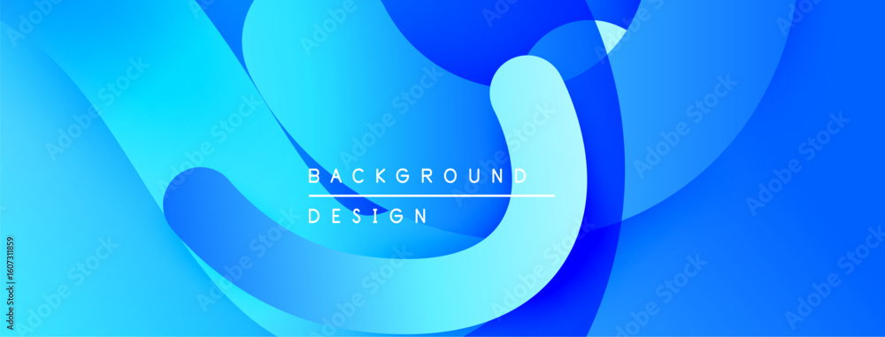 Poster abstract blue shapes create dynamic background. smooth gradients suggest movement, modern design aes