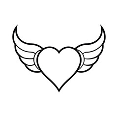 Obraz premium heart with angel or cupid wings in black outline