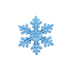 Blue Snowflake Isolated on White or Transparent Background