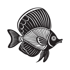 Obraz premium Angel fish silhouette vector illustration logo sticker