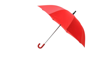 Open a red umbrella isolated on transparent background