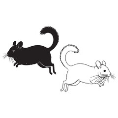 Social Animal Presence - Chinchilla Form Presentation - Essential Silhouette and Artistic Lineart Visuals - Chinchilla silhouette - Chinchilla lineart - Chinchilla vector - vector set of Chinchilla

