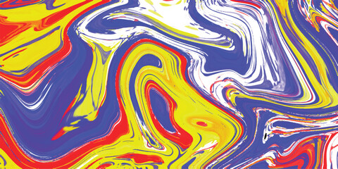Dynamic swirls of yellow red and blue creating a fluid abstract composition for backgrounds textures and artistic designs