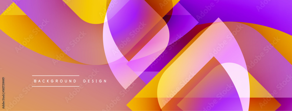 Poster abstract geometric shapes overlap. vibrant colors blend, creating dynamic visual flow. modern design