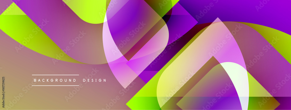 Poster abstract vibrant shapes overlap, creating dynamic colorful composition. modern design with gradients