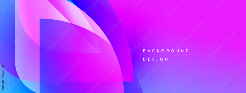 Poster abstract vibrant layers create dynamic gradient. pink, purple, blue hues blend seamlessly. text read