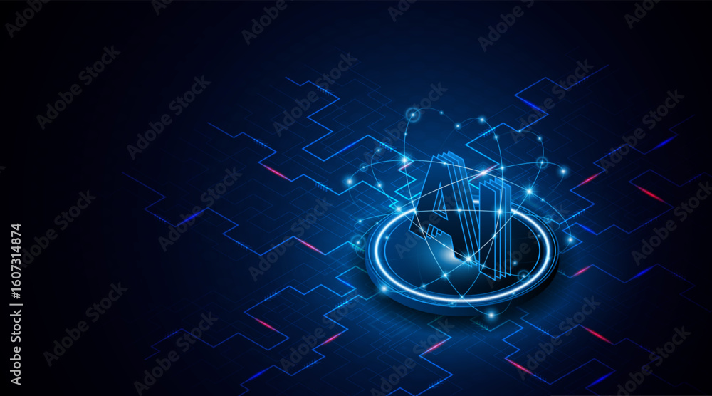 Aufkleber digital technology of the future. ai icon or artificial intelligence symbol. future advanced artific