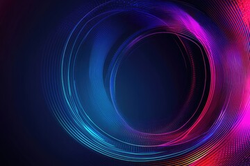 Abstract swirling circles of vibrant neon colors on a dark background