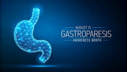 Gastroparesis awareness month concept with digital stomach illustration

