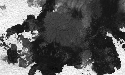 Watercolor paper texture enhances the dramatic black watercolor splatter across the pristine...