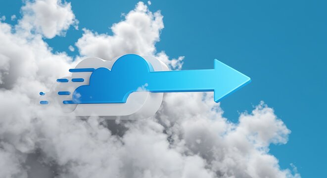 System update arrow with cloud animation effect