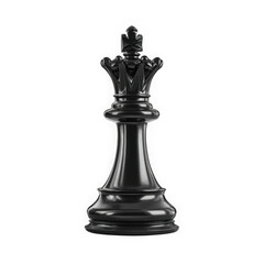 Fototapeta premium A glossy black chess king piece standing tall in a dramatic spotlight isolated on transparent background