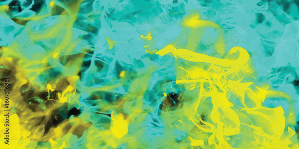 Poster abstract watercolor swirls and flows in teal and yellow creating a dynamic and vibrant composition s