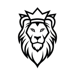 lion head with crown logo design vector template