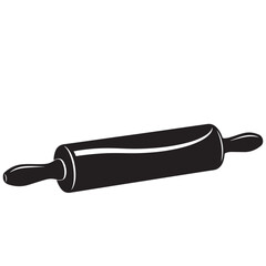 Black rolling pin isolated on white background, vector illustration