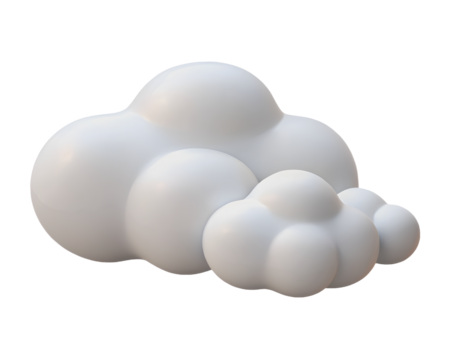 3D White Cloud Icon Isolated on White Background PNG