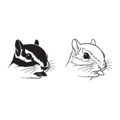 Striped Charm Highlighted - Chipmunk Outline Set - Precise Vector Silhouette and Detailed Lineart - Chipmunk silhouette - Chipmunk lineart - Chipmunk vector - vector set of Chipmunk

