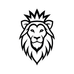 lion head with crown logo design vector template