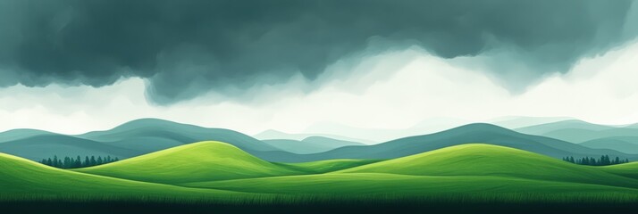 Obraz premium Graphic layouts showcasing the theme of rolling hills in a dramatic landscape