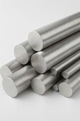 Titanium round bars assorted sizes polished metal rods industrial alloy material stainless finish engineering components manufacturing
