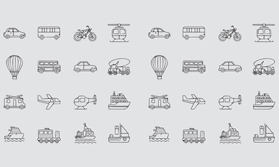 Transportation Vehicle Clipart Bundle – Cars, Bikes, Trucks, Planes & Boats Icons