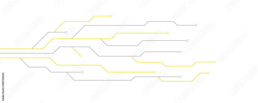 Poster abstract gray and yellow color digital technology futuristic circuit board background design. techno
