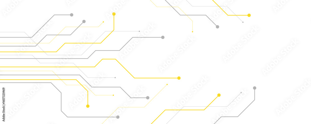 Poster abstract gray and yellow color digital technology futuristic circuit board background design. techno