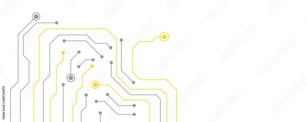 Poster abstract gray and yellow color digital technology futuristic circuit board background design. techno