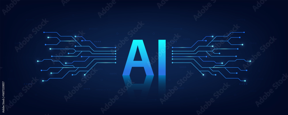 Poster concept of artificial intelligence. ai abstract background futuristic hitech style, technology conce