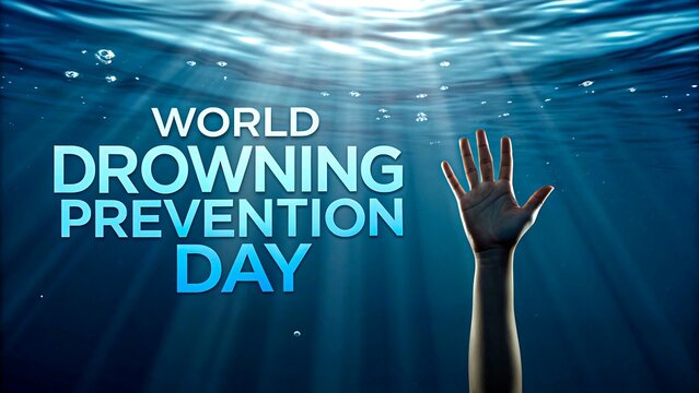 Hand underwater with light for drowning prevention awareness

