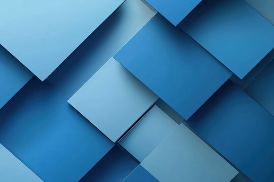 Modern blue abstract geometric background with layered squares and varying shades of blue