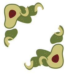 Abstract avocado border with sliced green illustration. Square background with a vegetable frame featuring organic produce and fresh greens. Perfect for eco-food branding, farm shops, and healthy eat