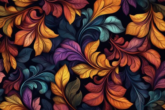 Ornate autumn leaves pattern (1)