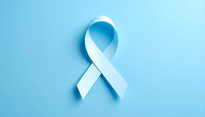 Light blue awareness ribbon on a light blue background