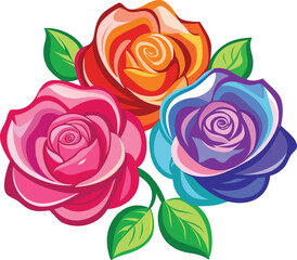 Miniature Roses colorful vector on a white background 