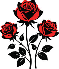 Miniature Roses silhouette vector on a white background 