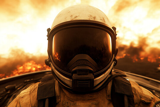 Worker in welding mask performs metalwork in bright workshop - Powered by Adobe