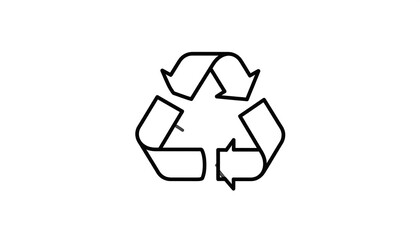Simple black recycling symbol on white background